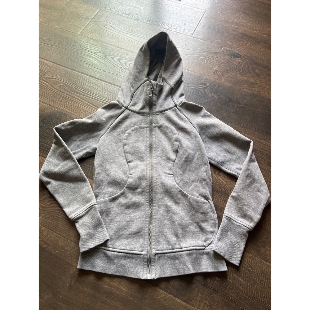 Lululemon Scuba Full Zip Hoodie Heathered Grey Fleece Jacket Size 4